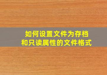 如何设置文件为存档和只读属性的文件格式