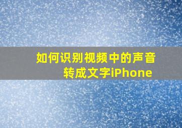 如何识别视频中的声音转成文字iPhone