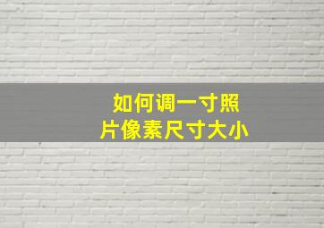 如何调一寸照片像素尺寸大小