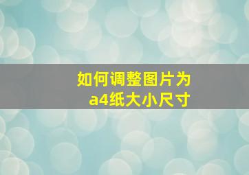 如何调整图片为a4纸大小尺寸