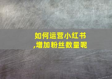 如何运营小红书,增加粉丝数量呢