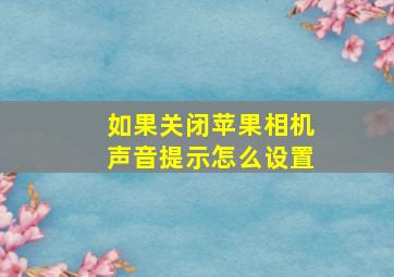 如果关闭苹果相机声音提示怎么设置