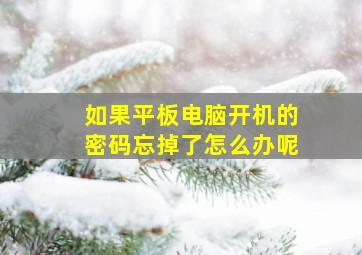 如果平板电脑开机的密码忘掉了怎么办呢