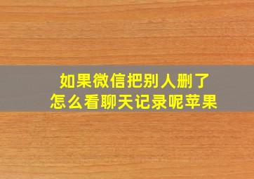 如果微信把别人删了怎么看聊天记录呢苹果