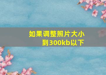 如果调整照片大小到300kb以下