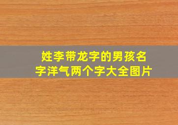 姓李带龙字的男孩名字洋气两个字大全图片