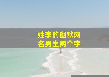 姓李的幽默网名男生两个字