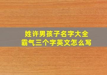 姓许男孩子名字大全霸气三个字英文怎么写