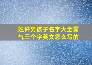 姓许男孩子名字大全霸气三个字英文怎么写的