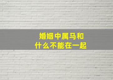 婚姻中属马和什么不能在一起