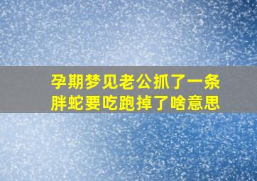 孕期梦见老公抓了一条胖蛇要吃跑掉了啥意思