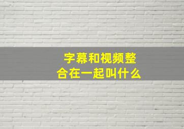 字幕和视频整合在一起叫什么