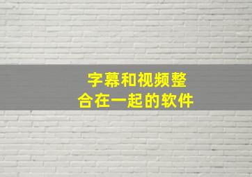 字幕和视频整合在一起的软件