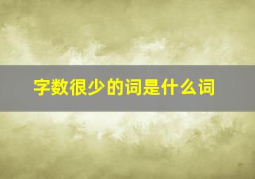 字数很少的词是什么词