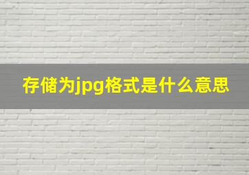 存储为jpg格式是什么意思