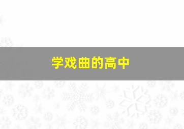 学戏曲的高中