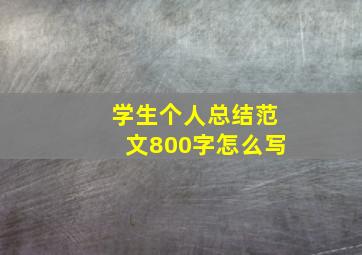 学生个人总结范文800字怎么写