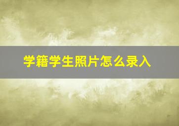 学籍学生照片怎么录入