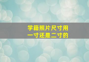 学籍照片尺寸用一寸还是二寸的