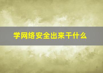 学网络安全出来干什么