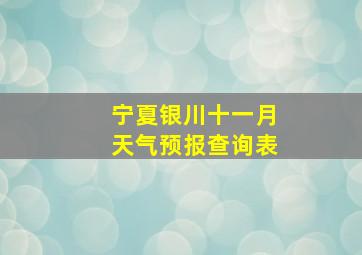 宁夏银川十一月天气预报查询表