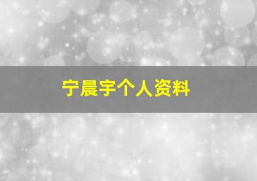 宁晨宇个人资料