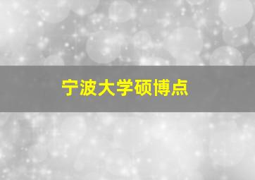 宁波大学硕博点