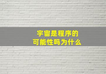 宇宙是程序的可能性吗为什么