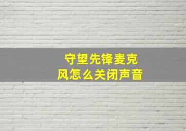 守望先锋麦克风怎么关闭声音