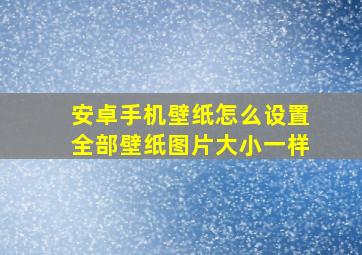 安卓手机壁纸怎么设置全部壁纸图片大小一样