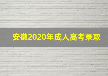 安徽2020年成人高考录取