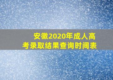 安徽2020年成人高考录取结果查询时间表