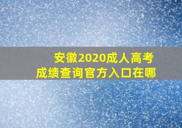 安徽2020成人高考成绩查询官方入口在哪