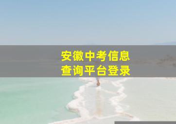 安徽中考信息查询平台登录