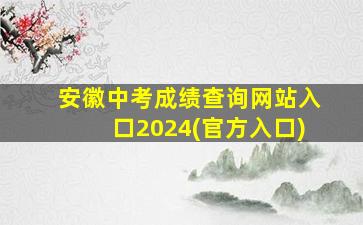 安徽中考成绩查询网站入口2024(官方入口)