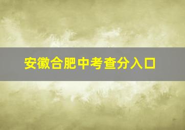 安徽合肥中考查分入口