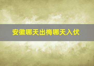 安徽哪天出梅哪天入伏