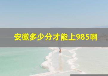 安徽多少分才能上985啊