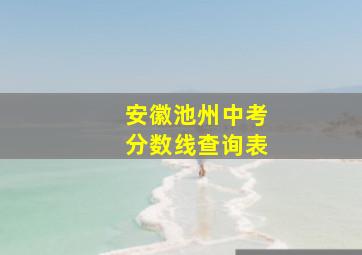 安徽池州中考分数线查询表