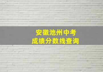 安徽池州中考成绩分数线查询