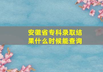 安徽省专科录取结果什么时候能查询