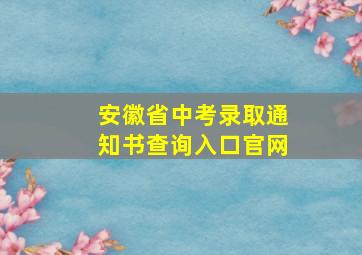 安徽省中考录取通知书查询入口官网