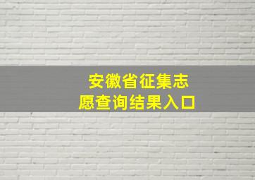 安徽省征集志愿查询结果入口