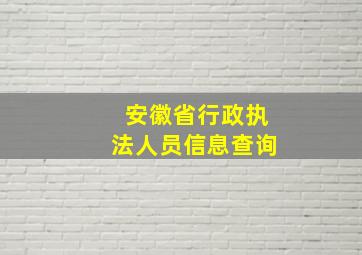 安徽省行政执法人员信息查询