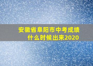 安徽省阜阳市中考成绩什么时候出来2020