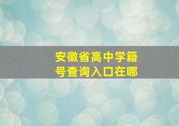 安徽省高中学籍号查询入口在哪