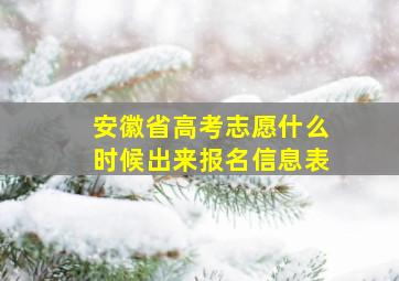 安徽省高考志愿什么时候出来报名信息表