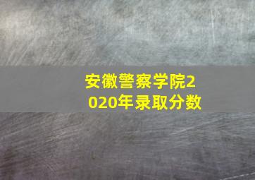 安徽警察学院2020年录取分数