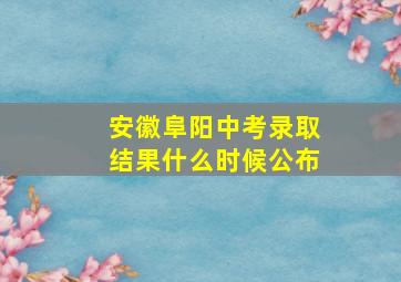 安徽阜阳中考录取结果什么时候公布