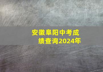 安徽阜阳中考成绩查询2024年